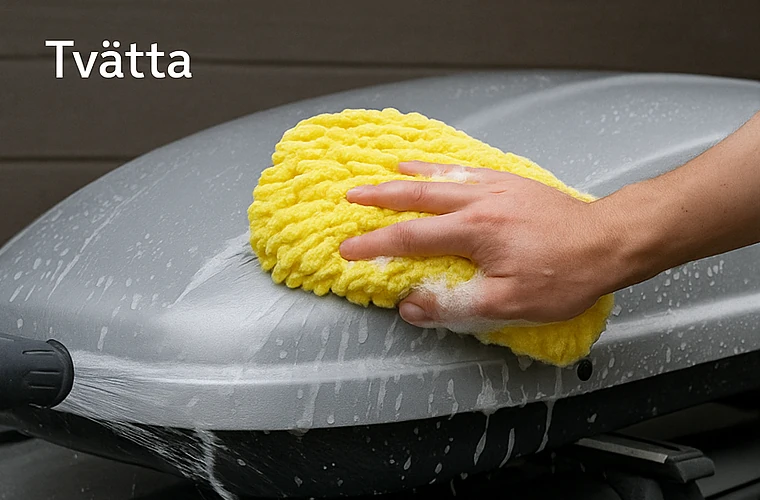 Tvättar takboxen
